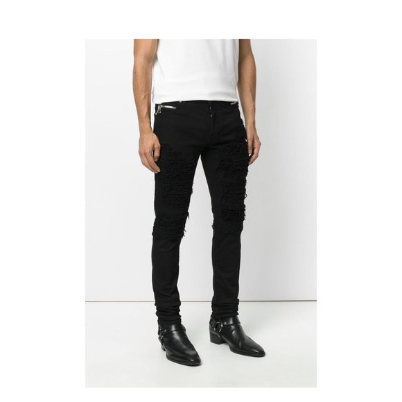 Balmain Distressed Biker Jeans - Picture 3 of 6